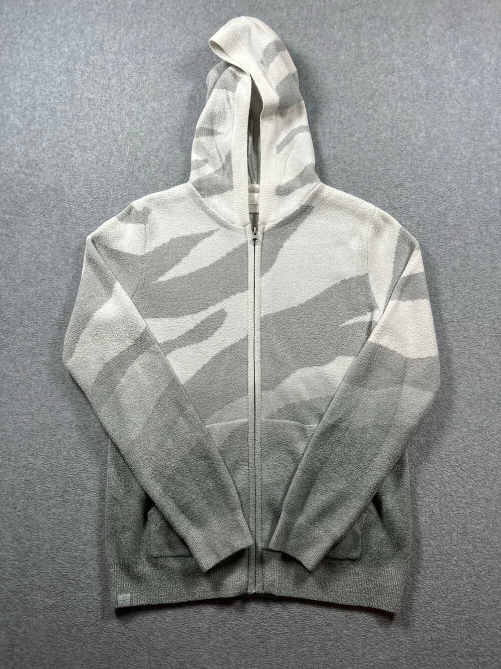 Barefoot Dreams CozyChic Ultra Lite Hoodie Women's Size XS Gray White Full Zip